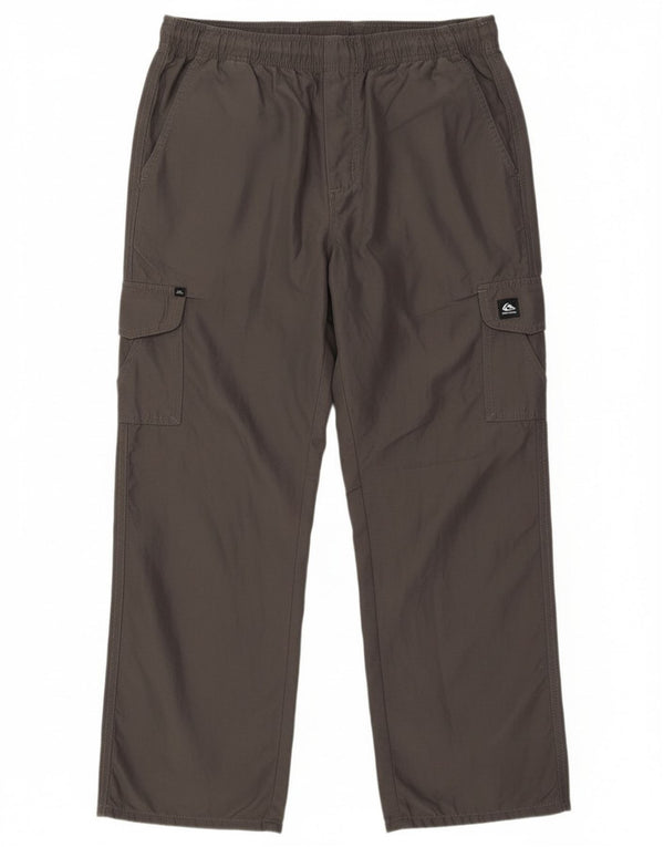 Calças cargo retas femininas Quiksilver UK 16/18 grandes W32 L26 cinza