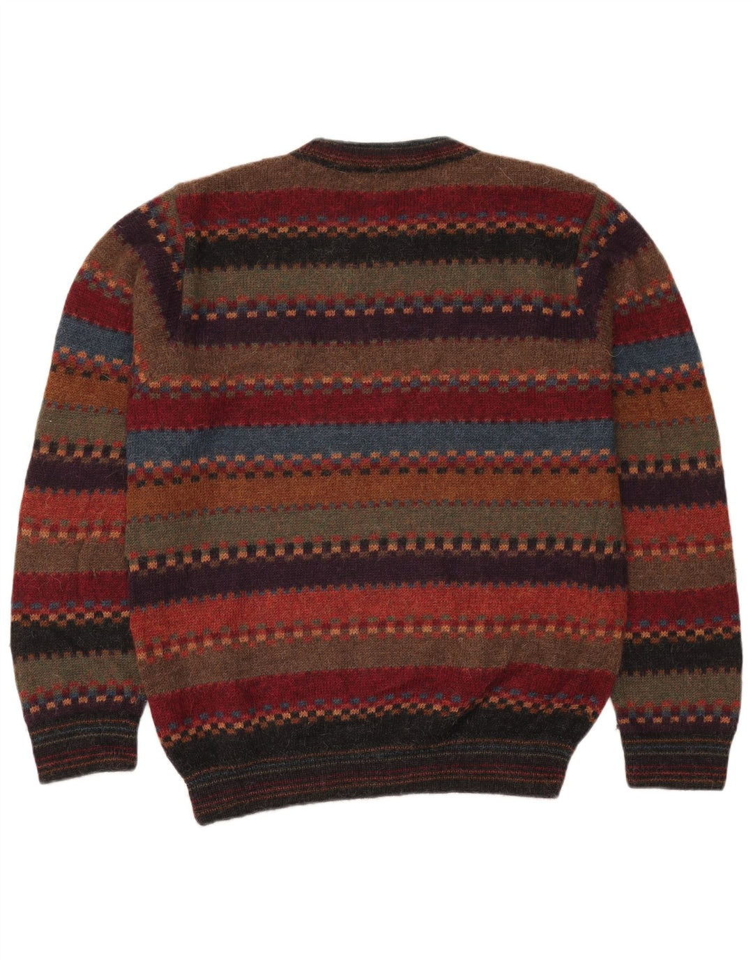 Suéter masculino vintage com gola redonda IT 52 grande listrado multicolorido