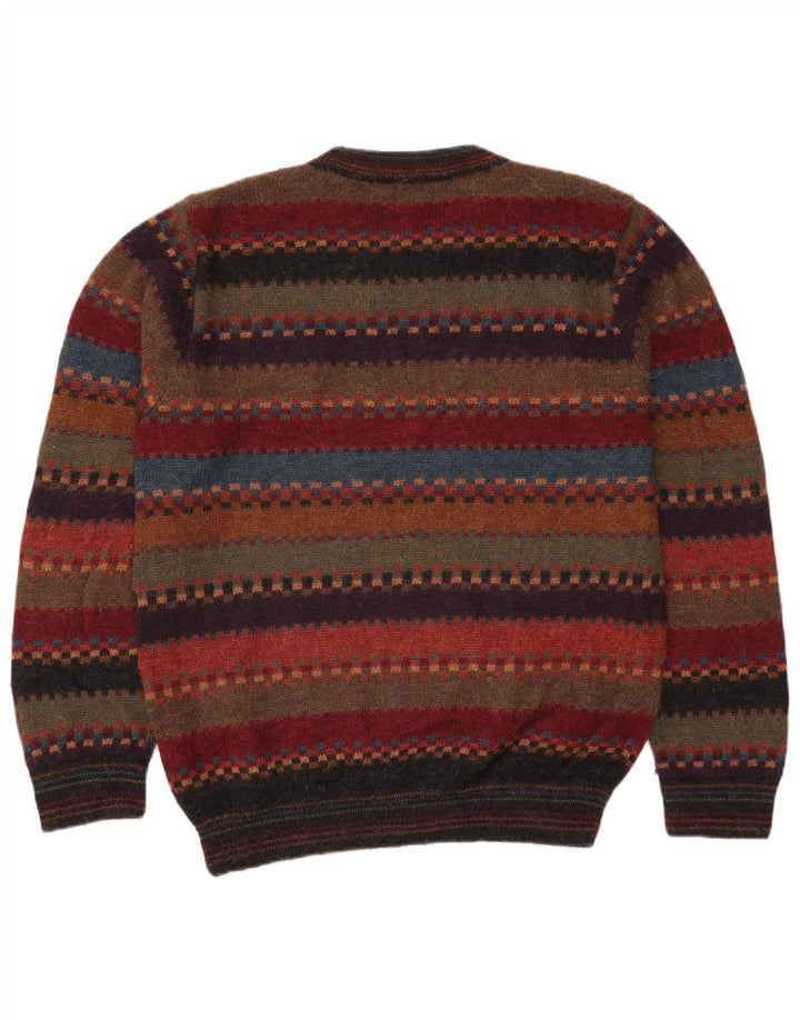 Suéter masculino vintage com gola redonda IT 52 grande listrado multicolorido