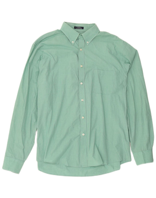 Camisa masculina Chaps Classic Fit tamanho 17 1/2 XL algodão xadrez verde