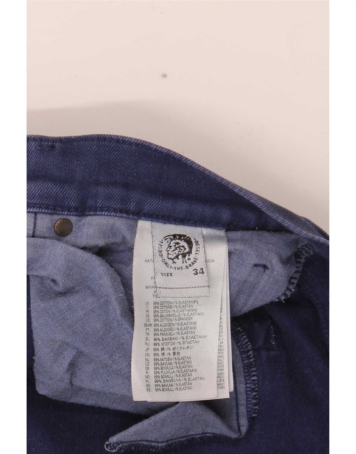Diesel Mens Slim Jeans W34 L34 Azul Marinho Algodão