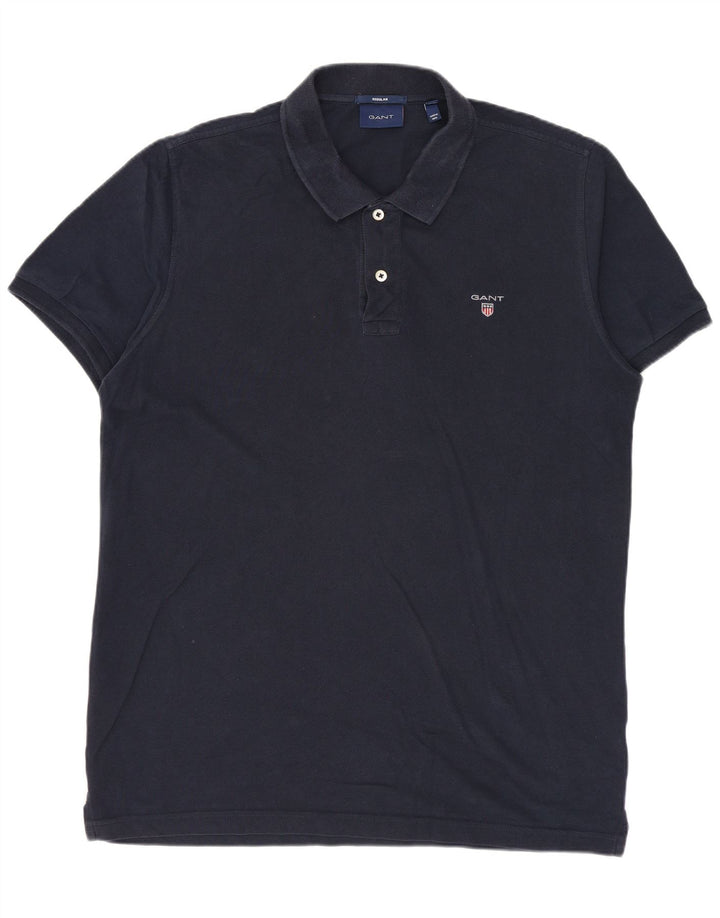 Camisa polo masculina GANT Regular Fit grande algodão azul marinho