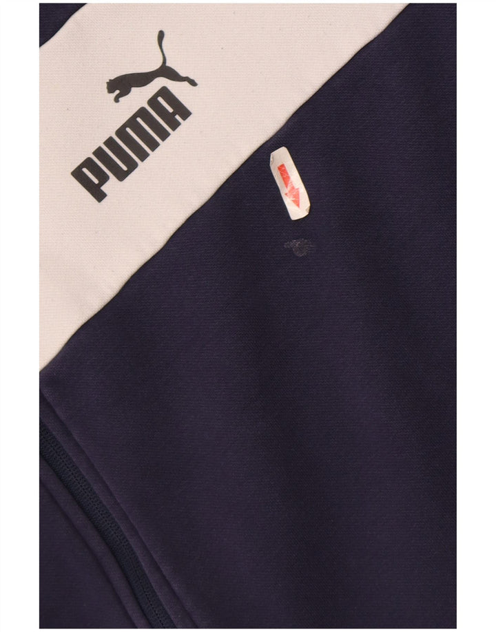 Suéter masculino Puma com capuz e zíper 2XL azul marinho colorblock poliéster