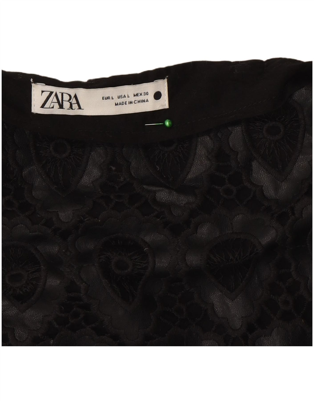 Mini saia feminina Zara grande W30 poliéster geométrico preto