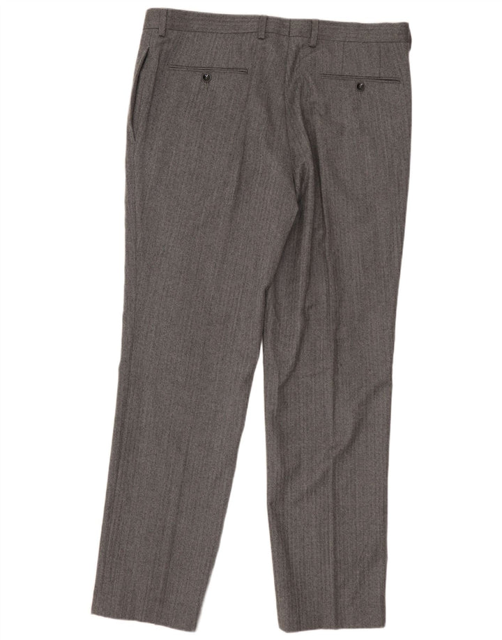 Calça masculina de terno autógrafo MARKS & SPENCER W36 L31 espinha de peixe cinza
