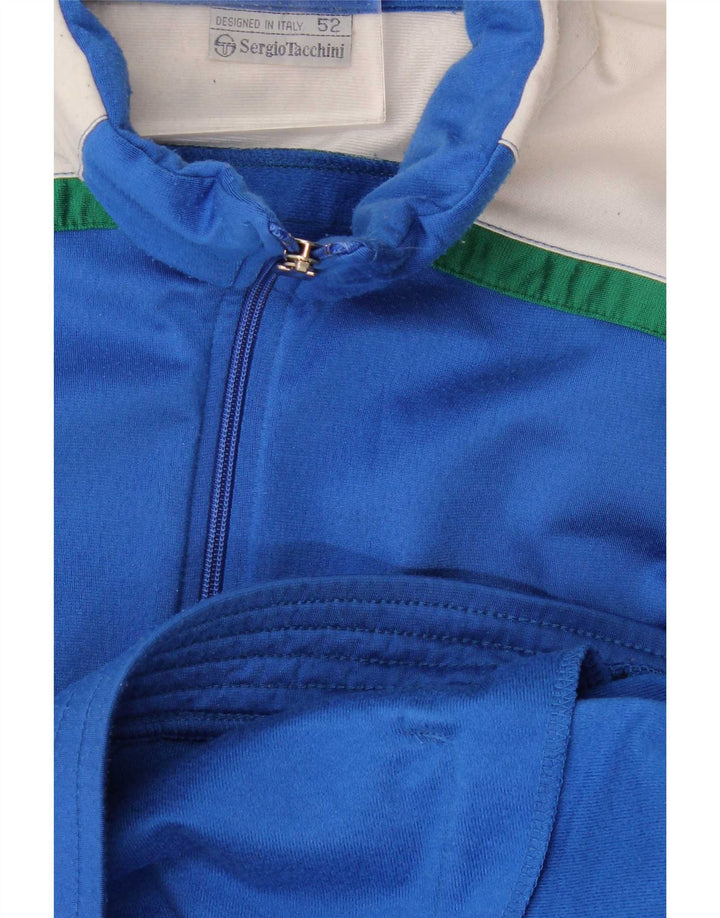 Sergio Tacchini Jaqueta masculina de agasalho IT 52 grande bloco colorido azul