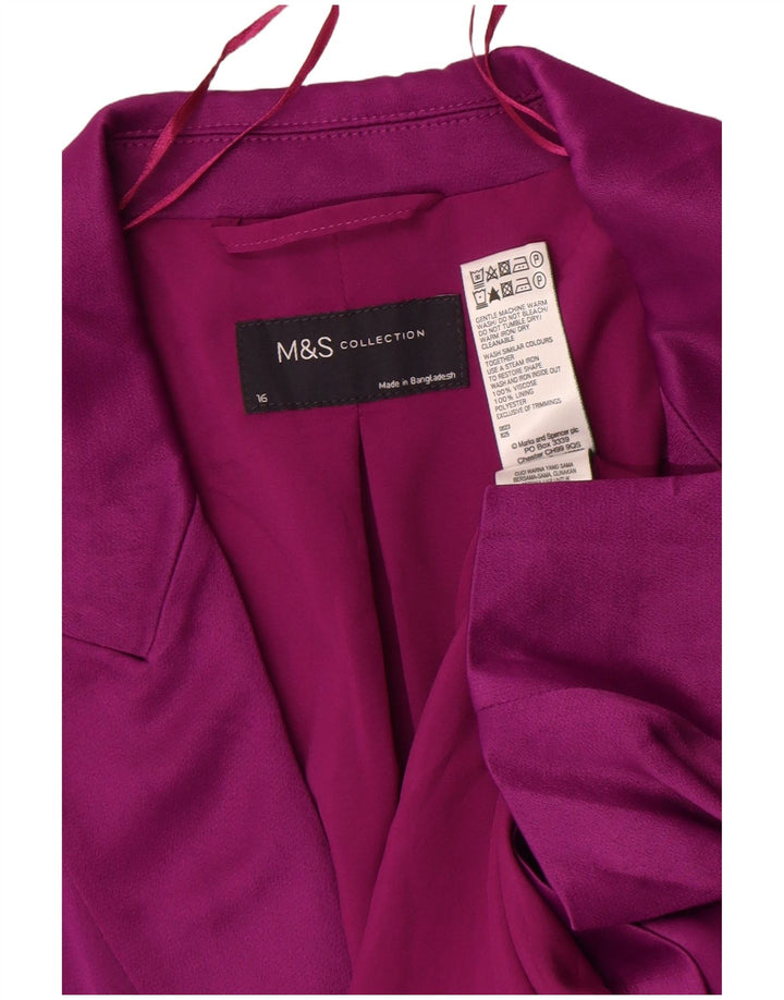 Jaqueta blazer feminina Marks & Spencer com 1 botão Reino Unido 16 grande viscose roxa