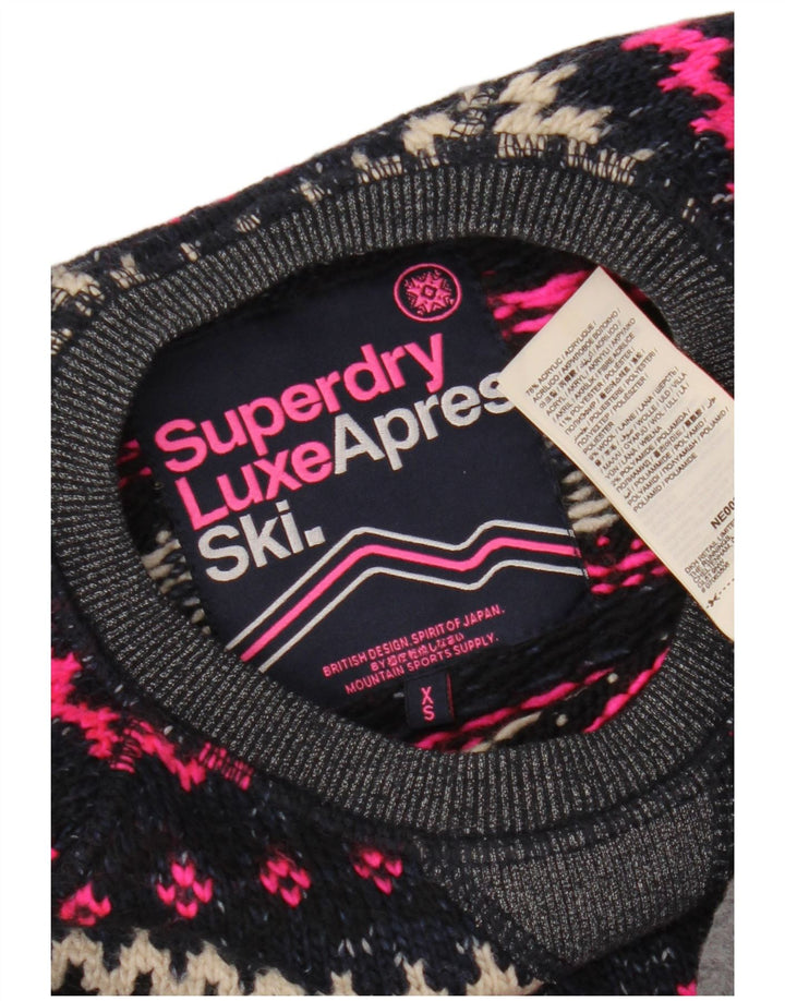 Suéter feminino SUPERDRY com gola redonda UK 6 XS azul marinho Fair Isle