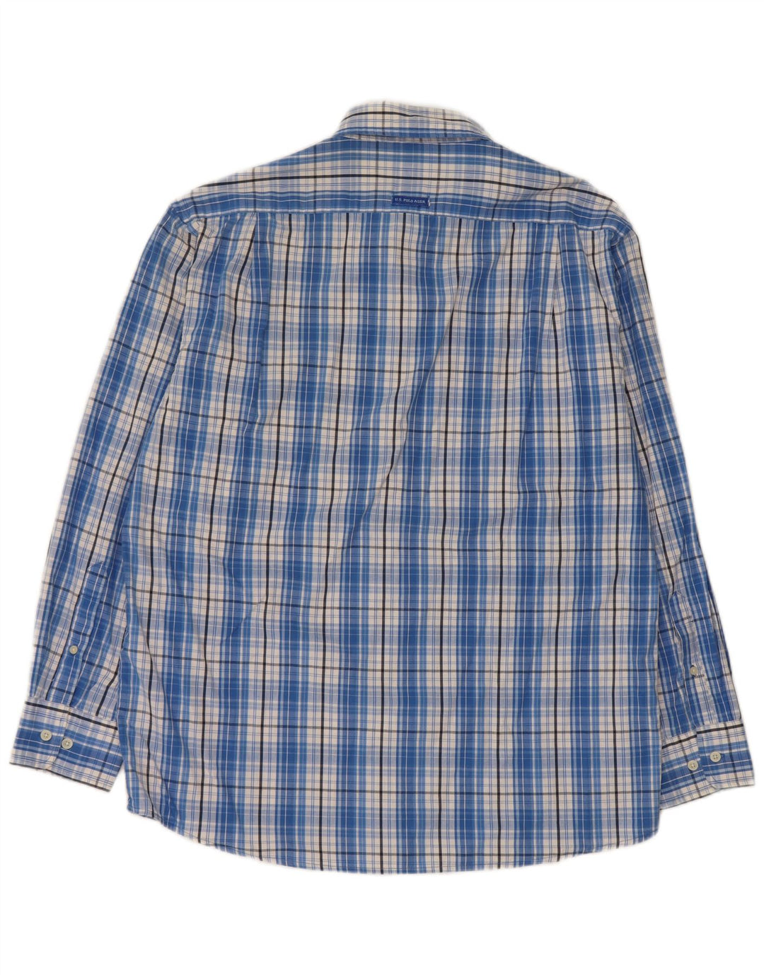 US Polo Assn. Camisa masculina grande algodão xadrez azul