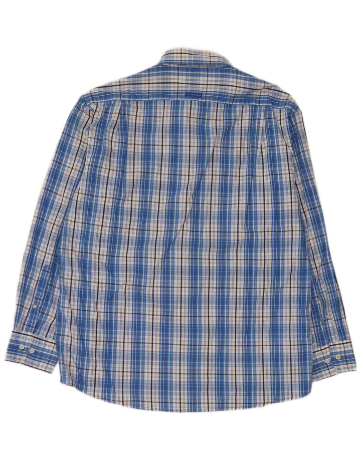 US Polo Assn. Camisa masculina grande algodão xadrez azul