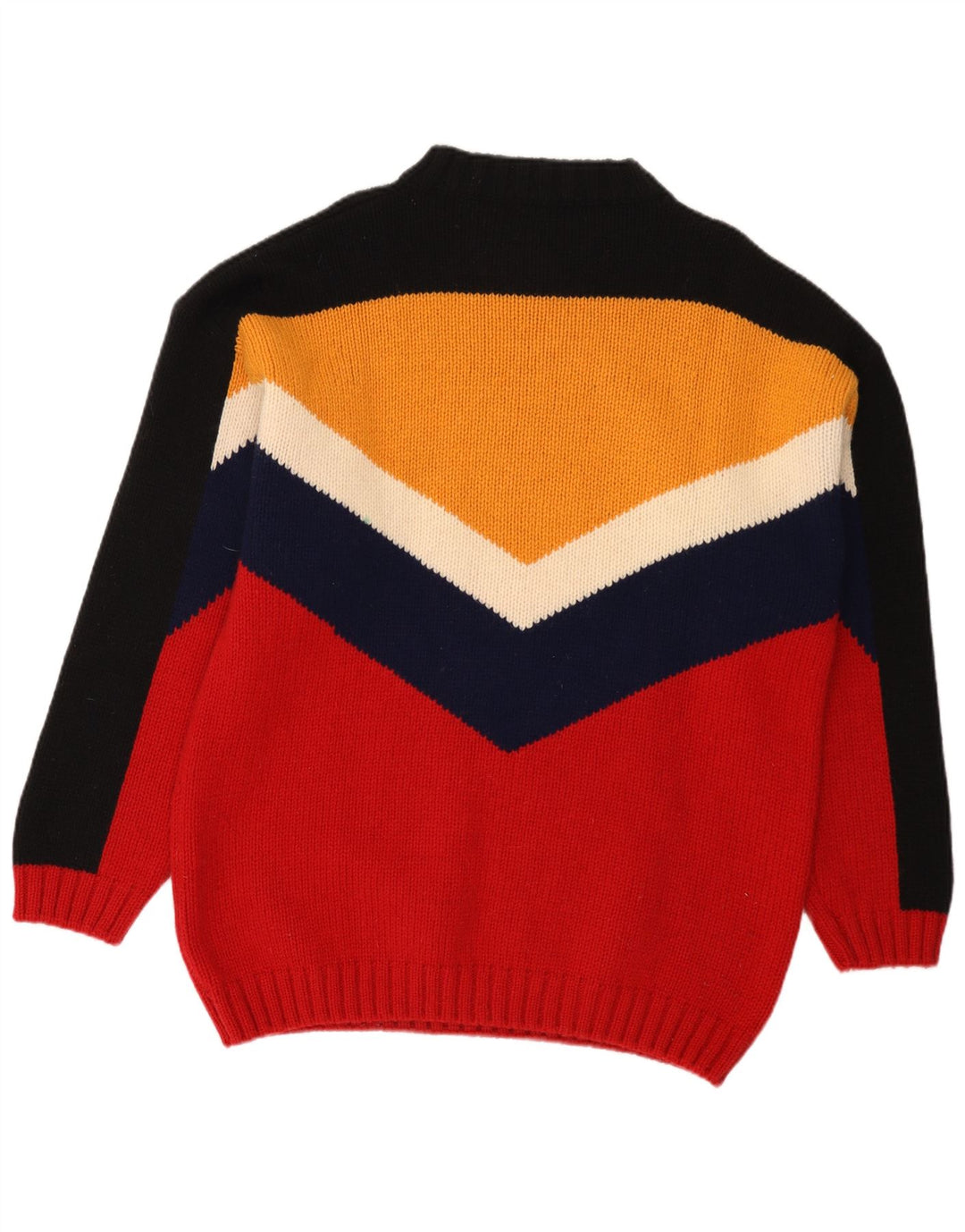 Suéter masculino vintage com decote em V grande lã colorblock multicolorida