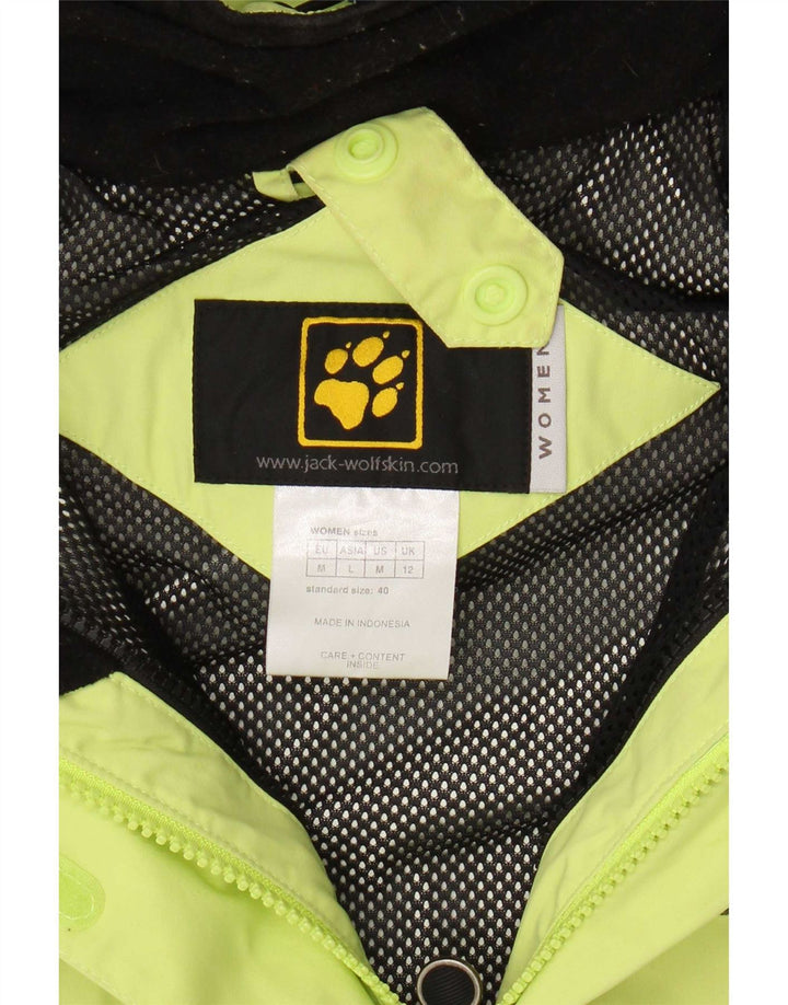 Jaqueta de chuva feminina com capuz Jack Wolfskin Reino Unido 12 bloco colorido verde médio