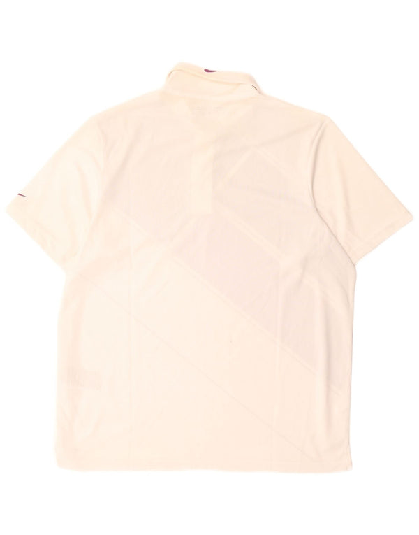 Camisa polo masculina Nike Dri Fit UK 42/44 grande branco colorblock micropolifil