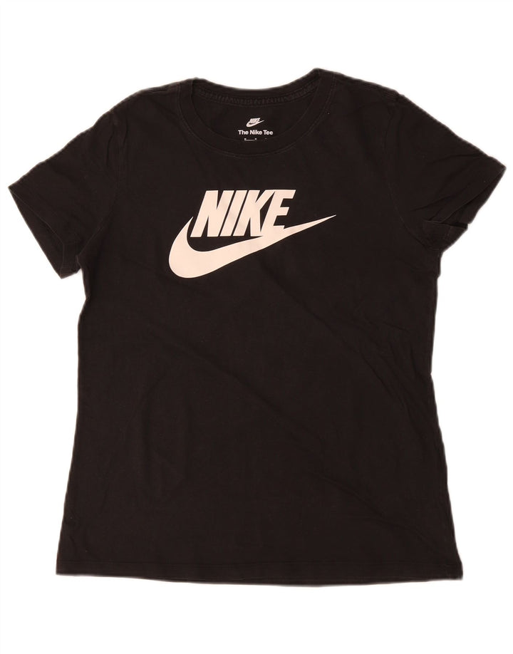 Camiseta feminina gráfica NIKE UK 12 médio algodão preto