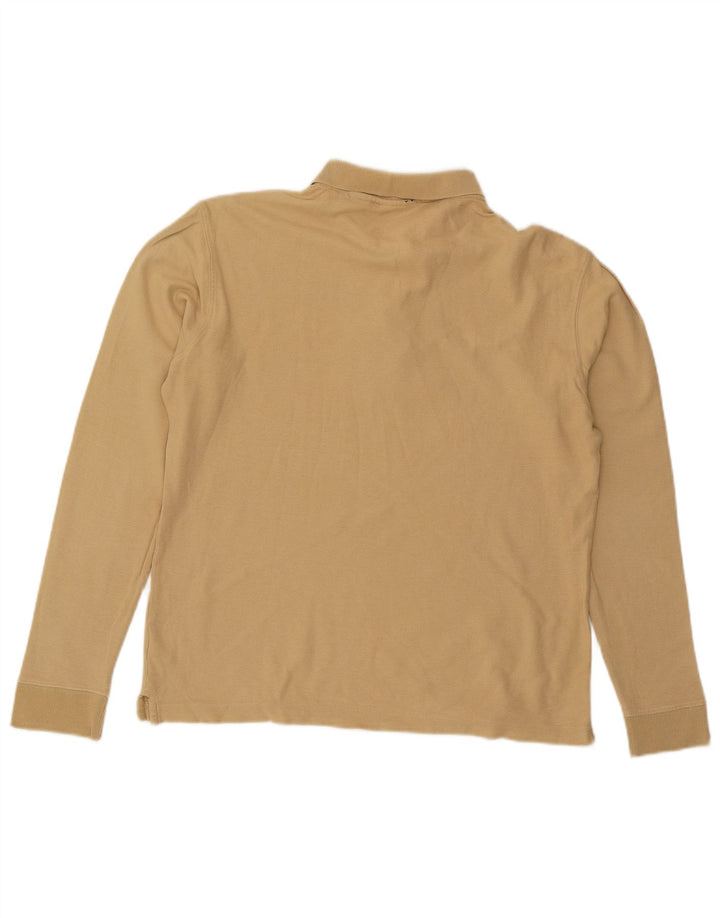 Camisa polo masculina Fila manga comprida algodão bege médio