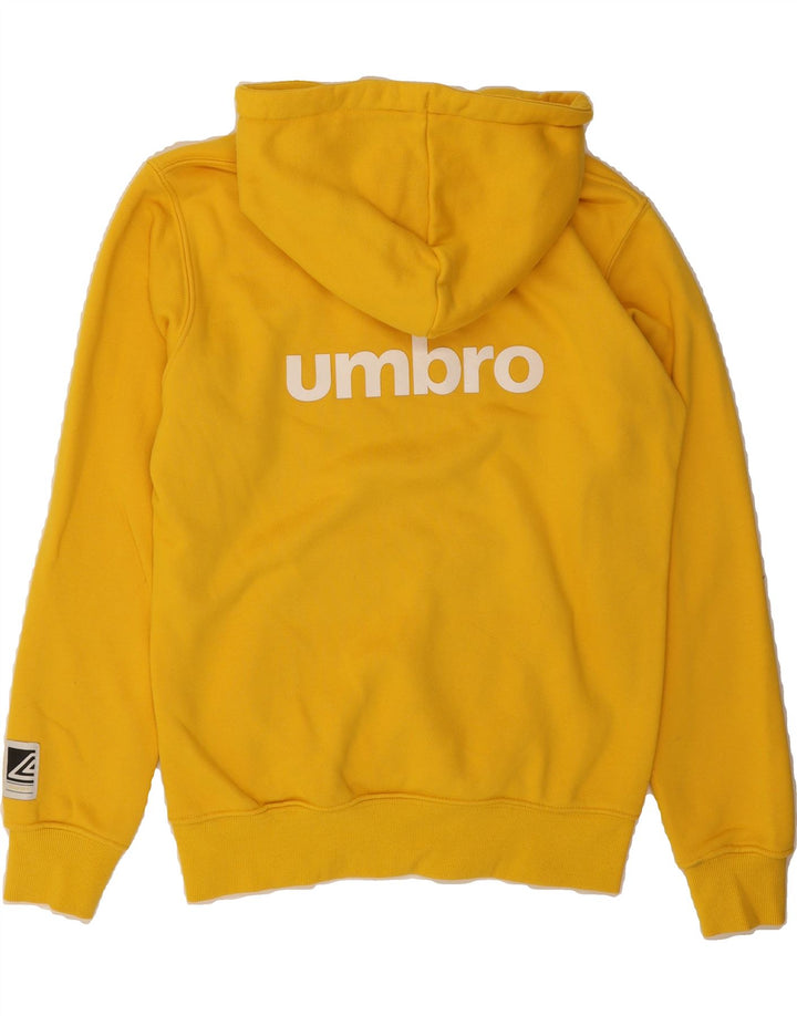 UMBRO Mens Graphic Hoodie Jumper Small Yellow Cotton Vintage Umbro and Second-Hand Umbro from Messina Hembry 