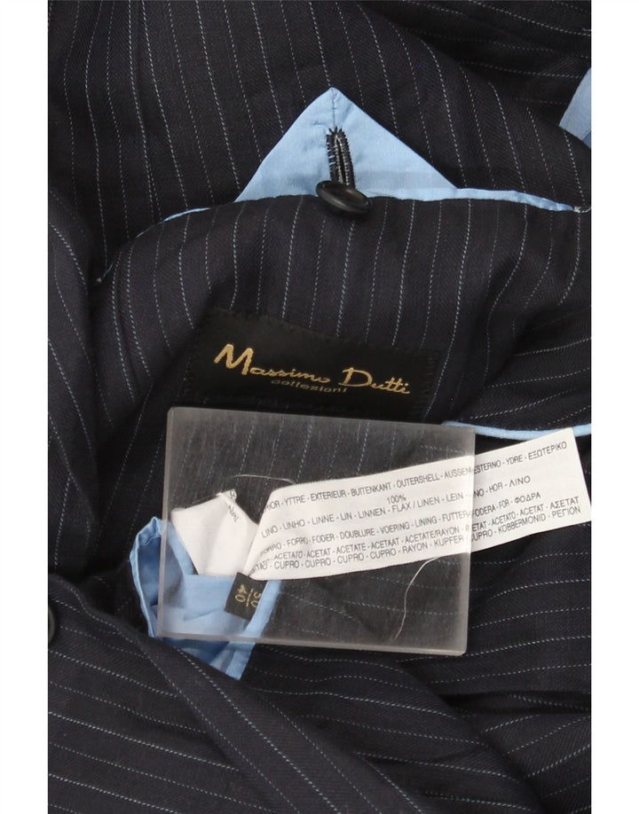 Jaqueta blazer masculina de 2 botões Massimo Dutti tamanho 50 2XL risca de giz azul marinho
