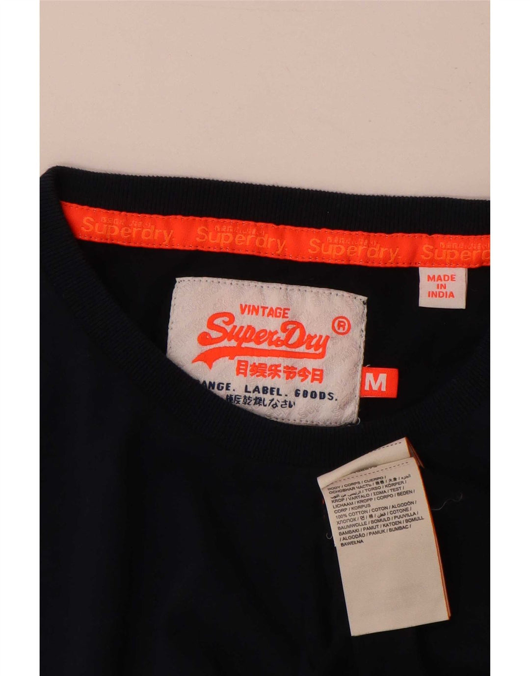 Camiseta masculina Superdry Top médio algodão azul marinho