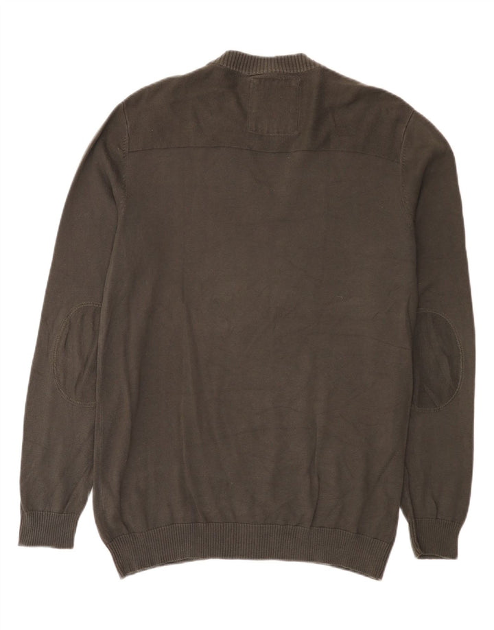 Suéter masculino Jack & Jones com decote em V grande algodão cinza
