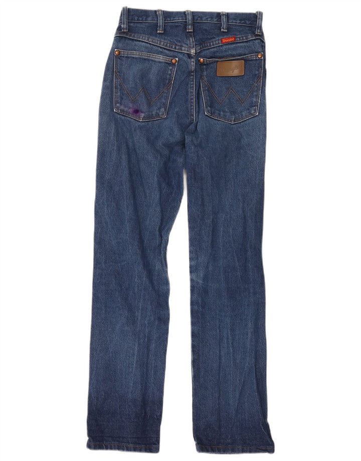 Jeans retos femininos Wrangler US 5 pequenos W26 L30 algodão azul