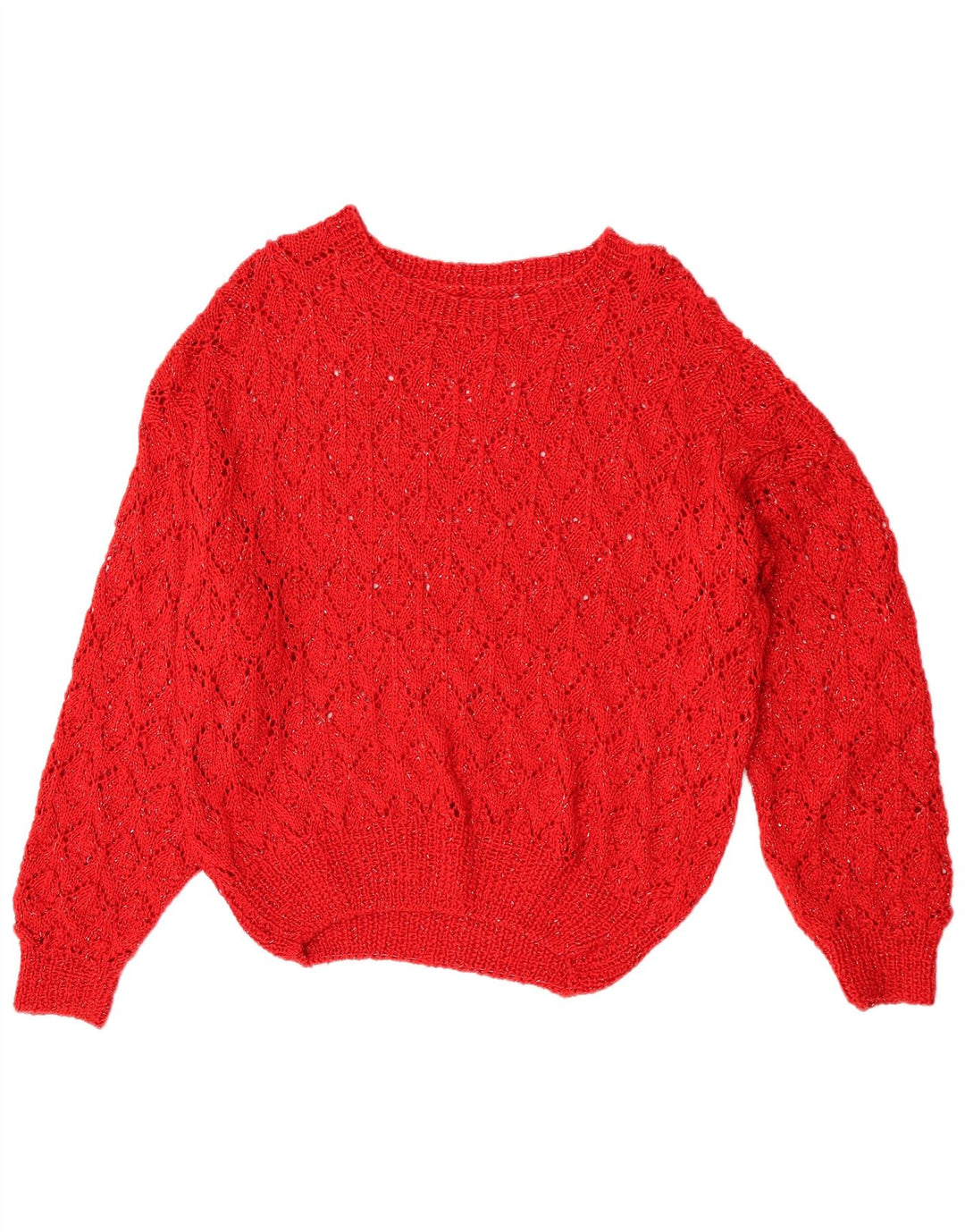 Suéter feminino vintage com gola canoa Reino Unido 16 grande vermelho