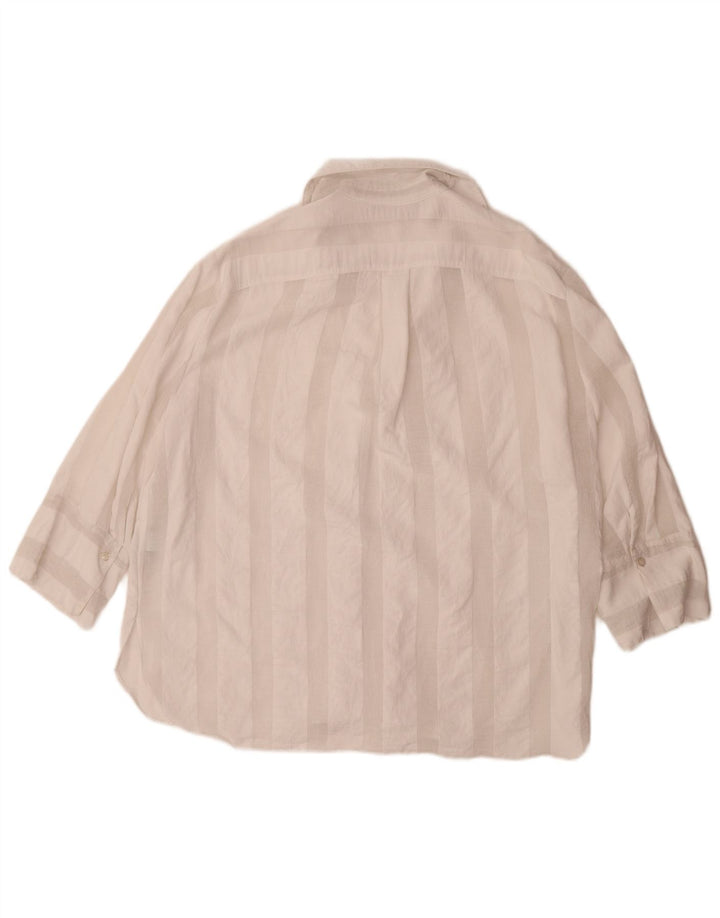 Zara Camisa Feminina Manga 3/4 Oversized UK 16 Grande Listrada Branca