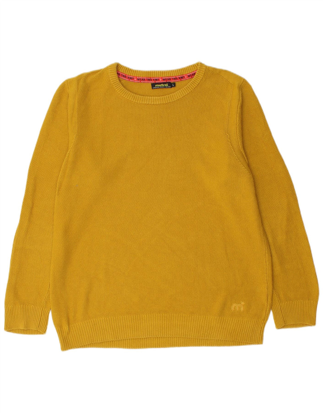 Suéter masculino Mistral com gola redonda, grande algodão amarelo