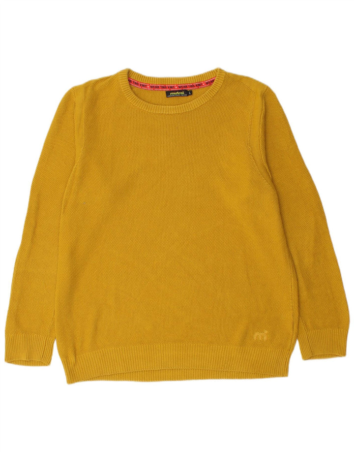Suéter masculino Mistral com gola redonda, grande algodão amarelo