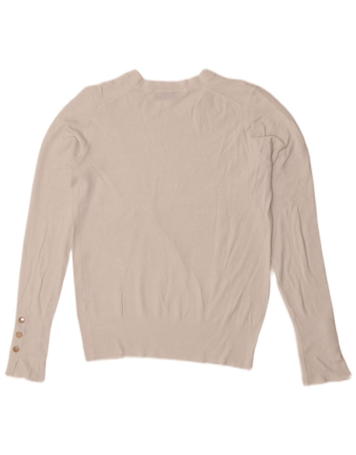 Zara Suéter feminino com gola redonda, Reino Unido 12 Médio Branco