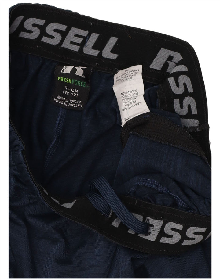 Shorts esportivos masculinos RUSSELL ATLÉTICOS pequenos de poliéster colorblock azul marinho
