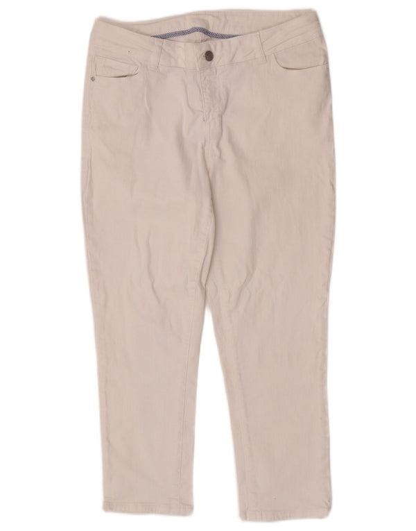 Jeans femininos skinny cropped da Crew Clothing UK 14 médio W30 L23 algodão branco