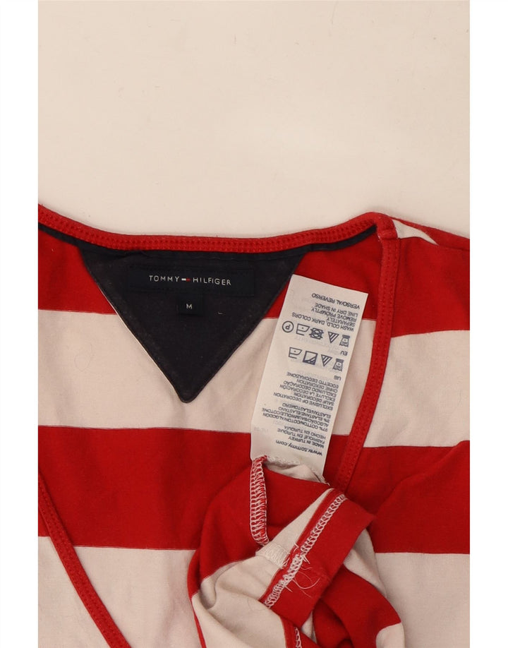 Camiseta feminina TOMMY HILFIGER UK 12 algodão listrado vermelho médio