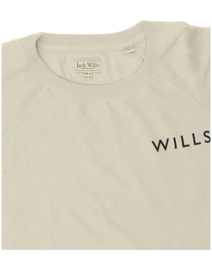 JACK WILLS Womens Sweatshirt Jumper UK 14 Large Grey Cotton Vintage Jack Wills and Second-Hand Jack Wills from Messina Hembry 