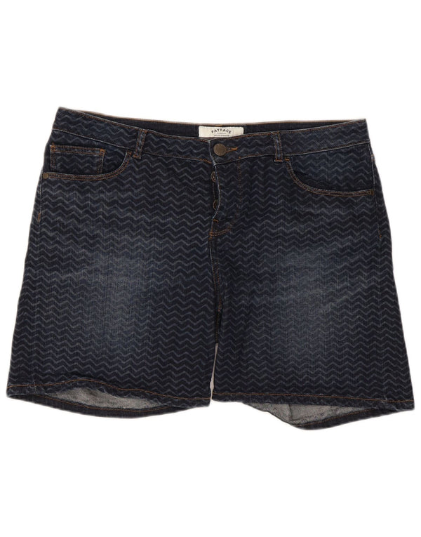 Shorts jeans feminino Fat Face UK 14 grande algodão geométrico azul W34