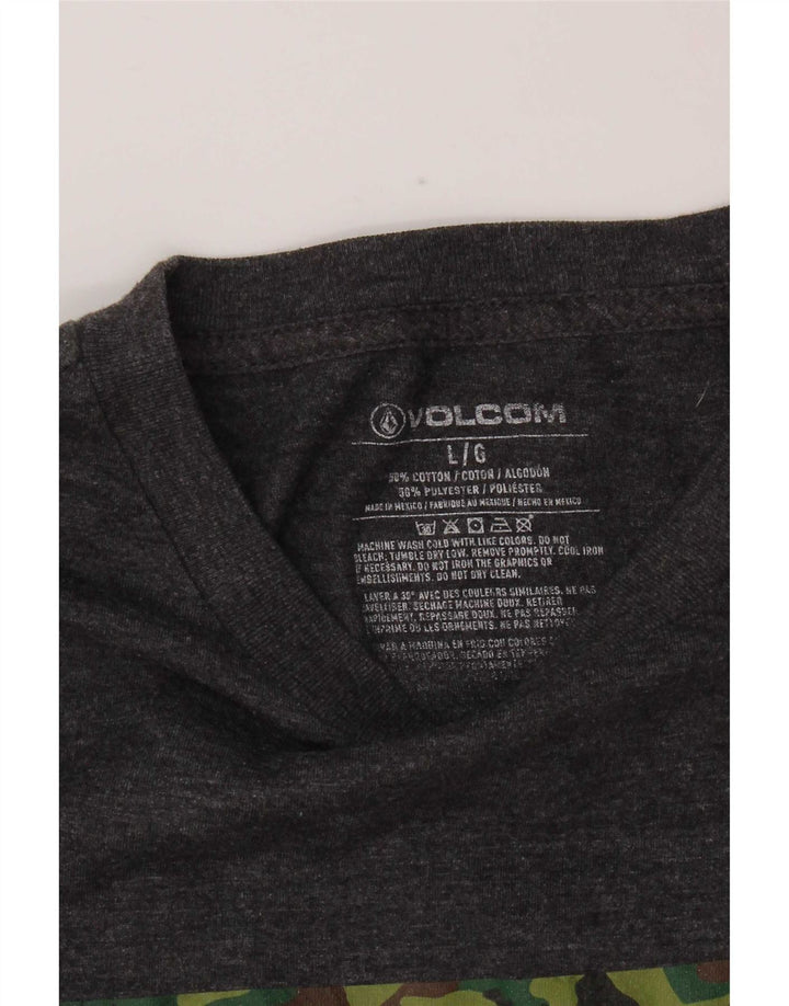 Camiseta feminina gráfica Volcom UK 14 grande algodão cinza