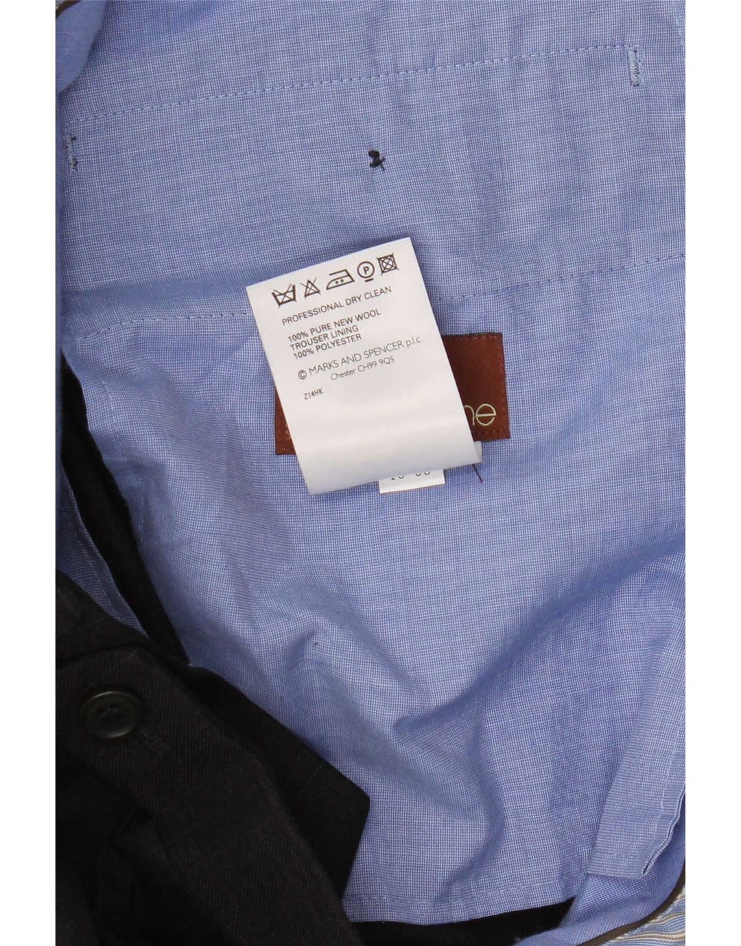 Calça masculina de terno reto Marks & Spencer W36 L31 cinza xadrez nova lã