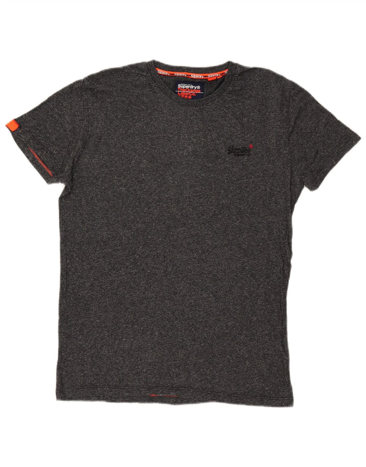 Camiseta masculina Superdry Top cinza médio algodão manchado