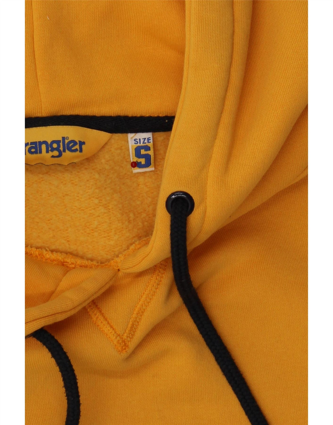 WRANGLER Mens Graphic Hoodie Jumper Small Yellow Cotton Vintage Wrangler and Second-Hand Wrangler from Messina Hembry 