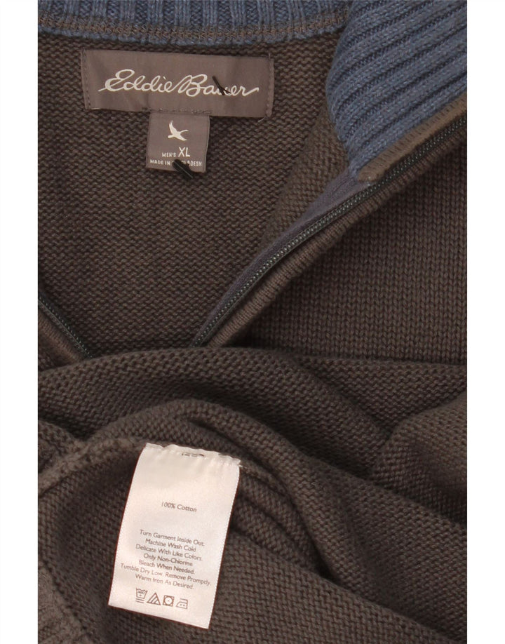 Suéter masculino EDDIE BAUER com zíper e gola XL algodão cinza
