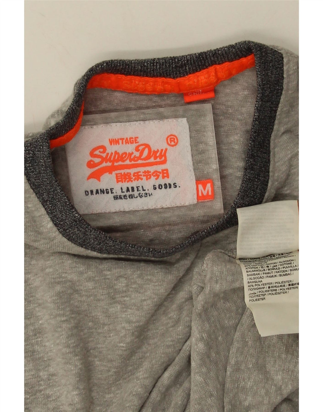 Camiseta masculina Superdry Top cinza médio algodão manchado