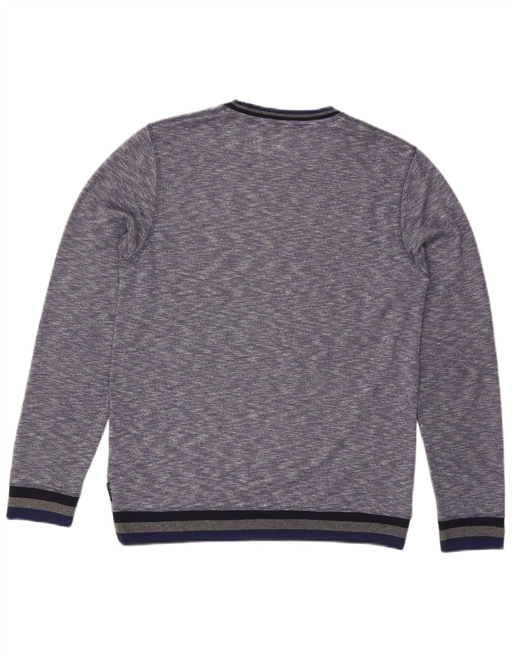 Suéter masculino Ted Baker com gola redonda, tamanho 3, azul médio manchado