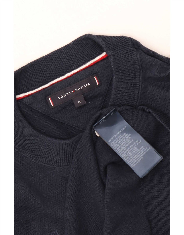 Tommy Hilfiger Suéter masculino com gola redonda gráfica médio azul marinho