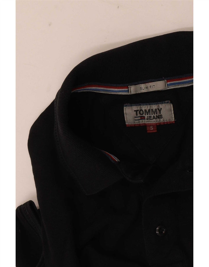 Camisa polo masculina Tommy Hilfiger Slim Fit pequena preta