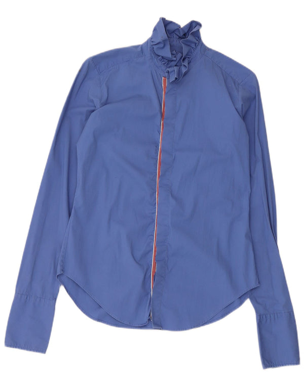 Ralph Lauren blusa feminina slim fit EUA 10 grande algodão azul