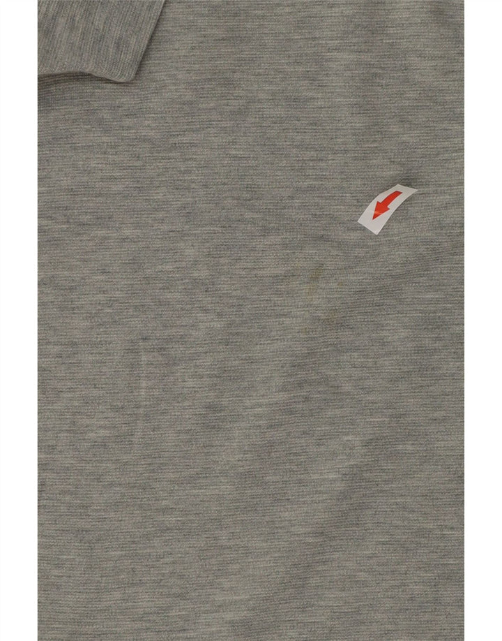 Camisa polo masculina Lacoste tamanho 4 algodão manchado cinza médio