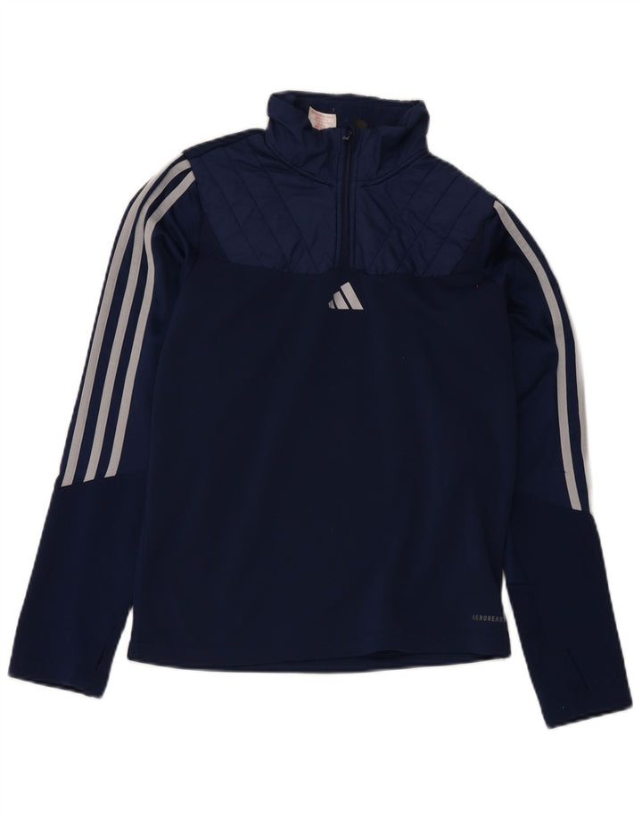 Adidas Meninos Aeroready Zip Neck Pullover Treino Top 13-14 Anos Azul Marinho
