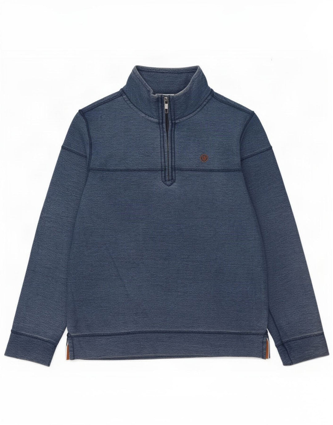 Fat Face Mens Zip Neck Moletom Jumper Pequeno Algodão Azul