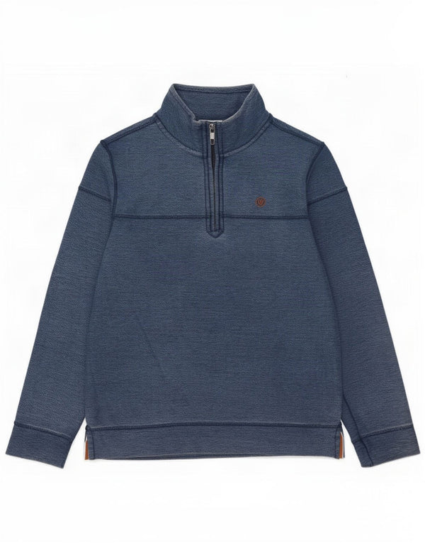 Fat Face Mens Zip Neck Moletom Jumper Pequeno Algodão Azul