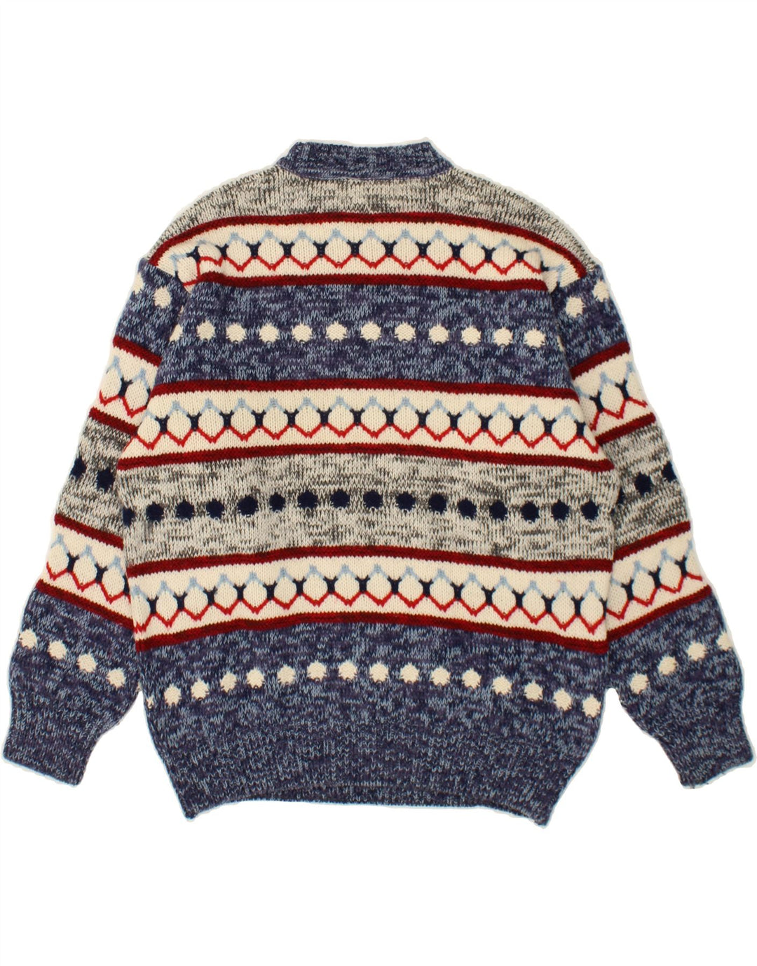 Suéter masculino SEVRES com gola redonda IT 50 lã Fair Isle azul médio