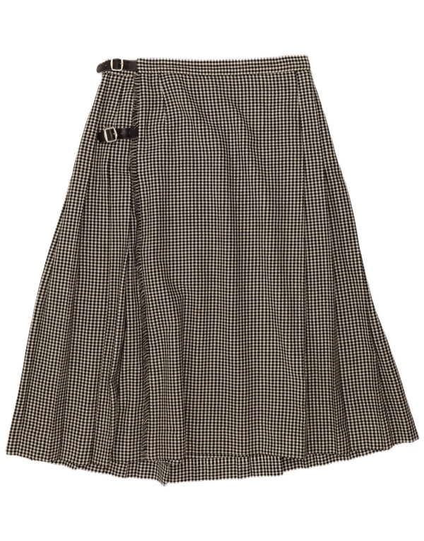 Saia plissada feminina Kinloch Anderson UK 18 XL W38 preta Houndstooth